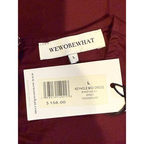 NWT WeWoreWhat Sleeveless Keyhole Pleated Banded Waist Midi Dress L Eggplant - Picture 9 of 15